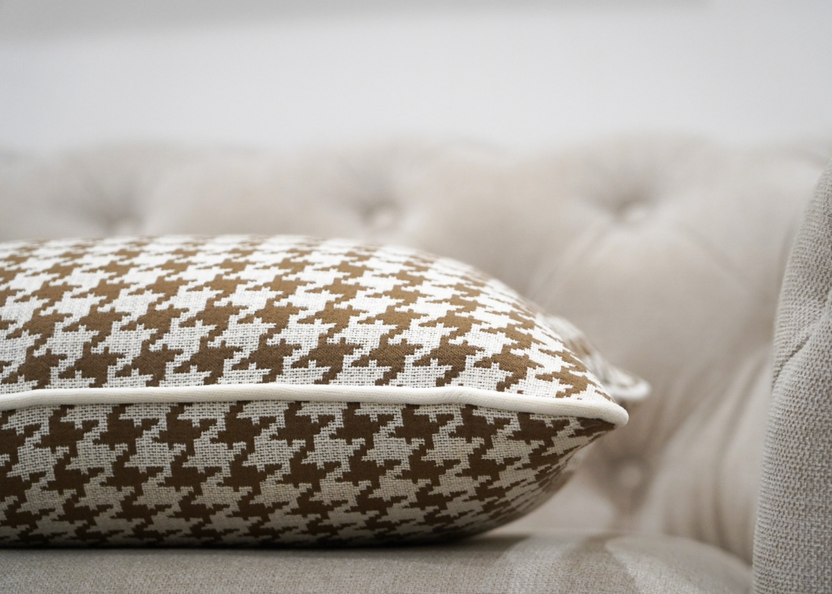 Woven Tan Gold & White Cushion