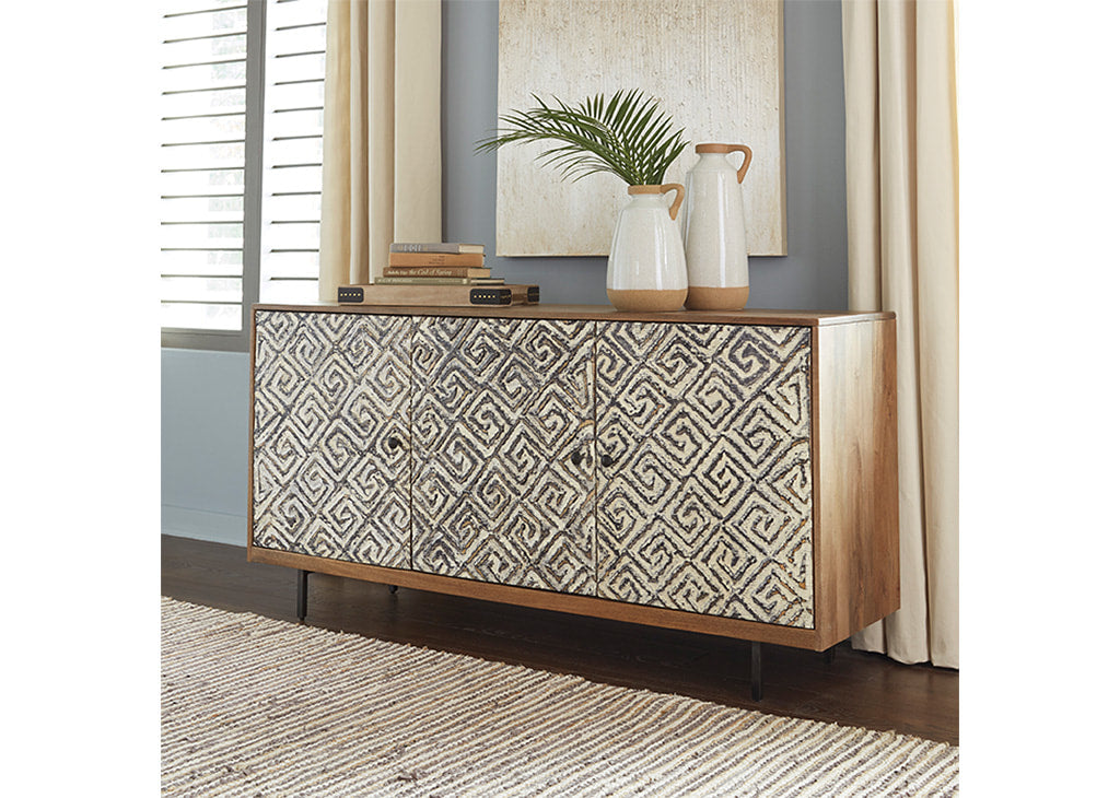 ACCENT CABINET WITH GREEK KEY DESIGN DOORS