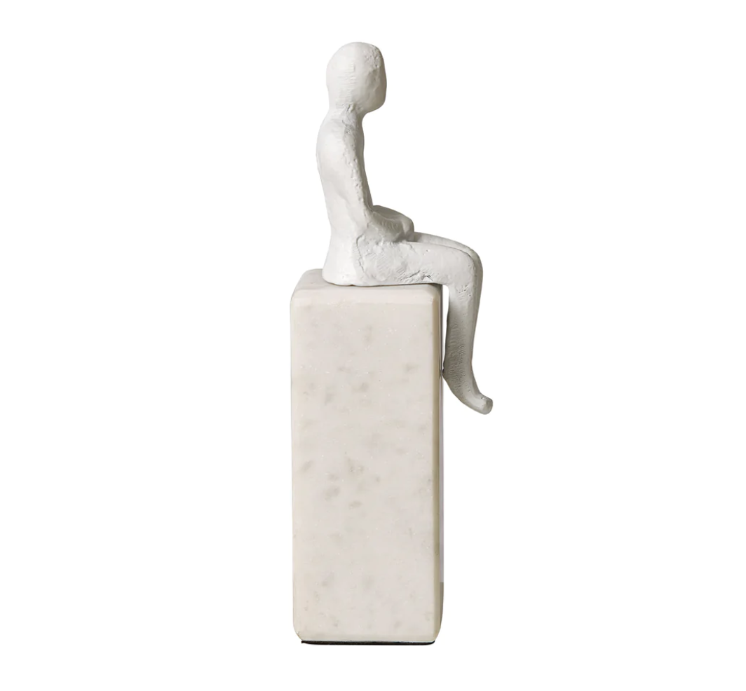Banswara Sitting Man Bookend White