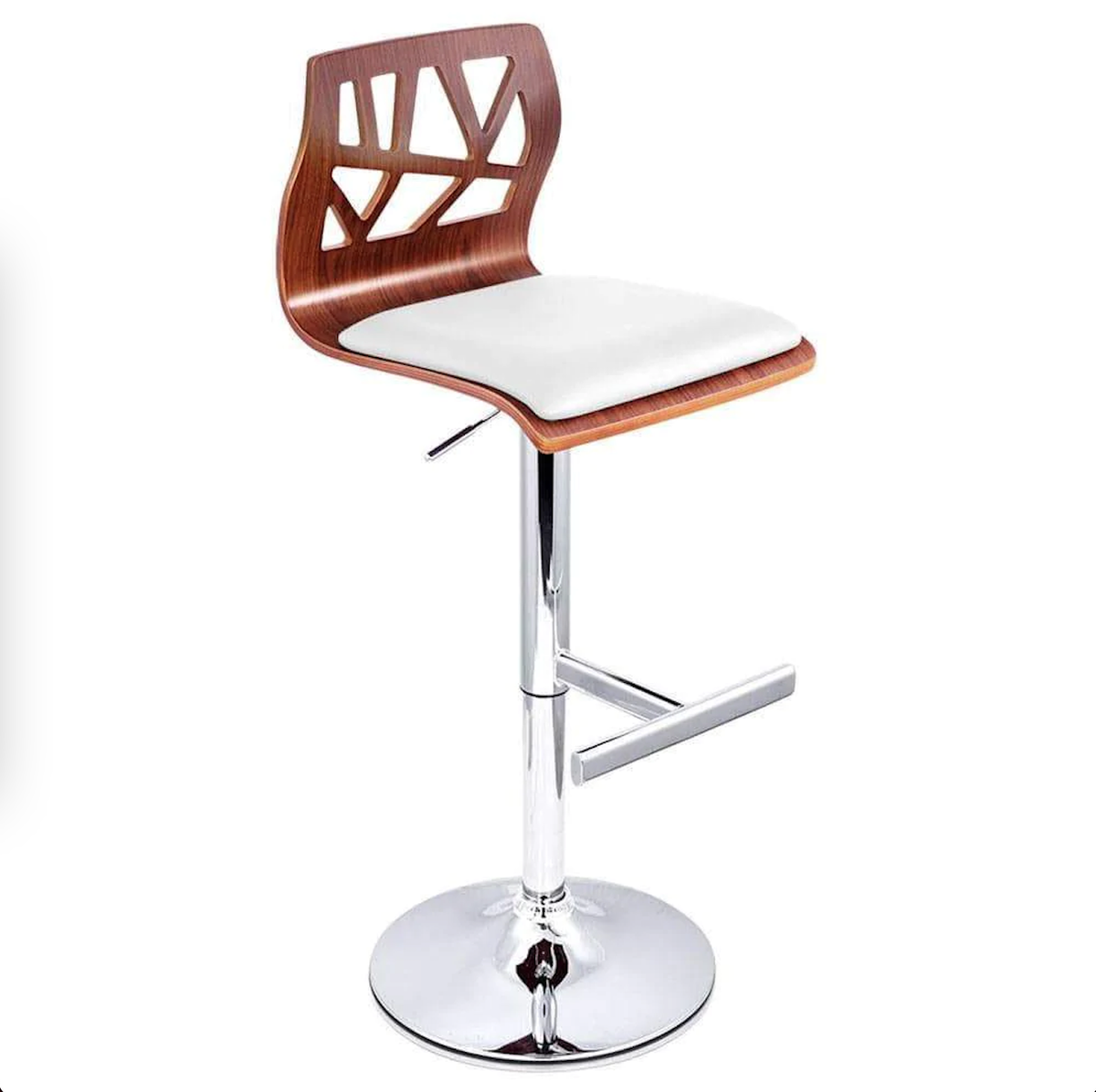 Set of 2 Wooden Gas Lift Bar Stools - White/Black