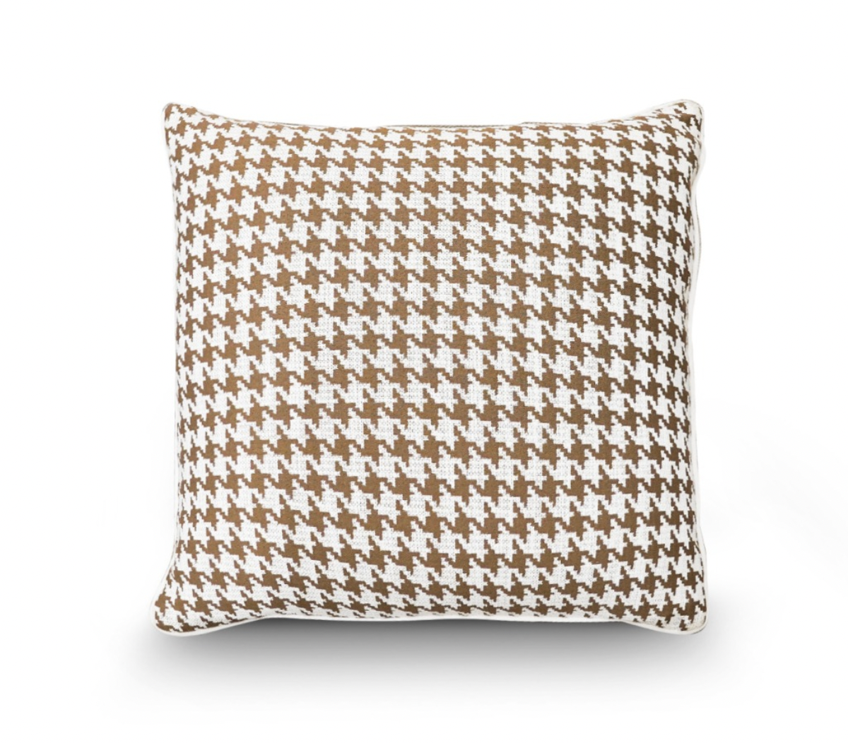 Woven Tan Gold & White Cushion