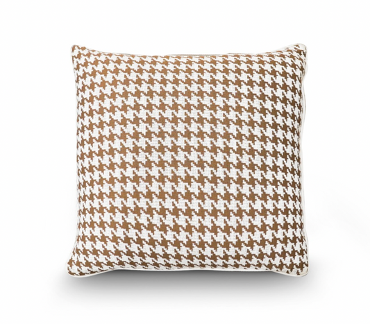 Woven Tan Gold & White Cushion