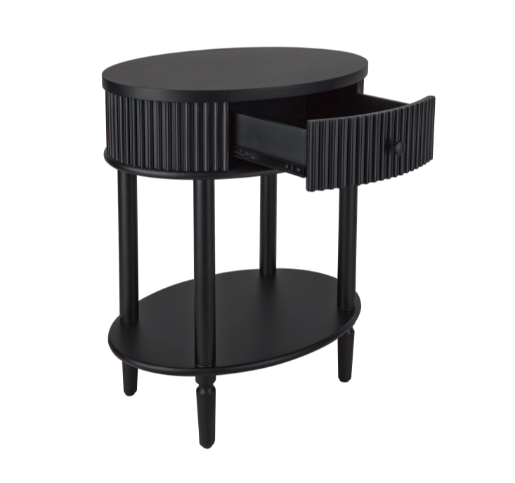 ARIELLE OVAL BEDSIDE TABLE - BLACK