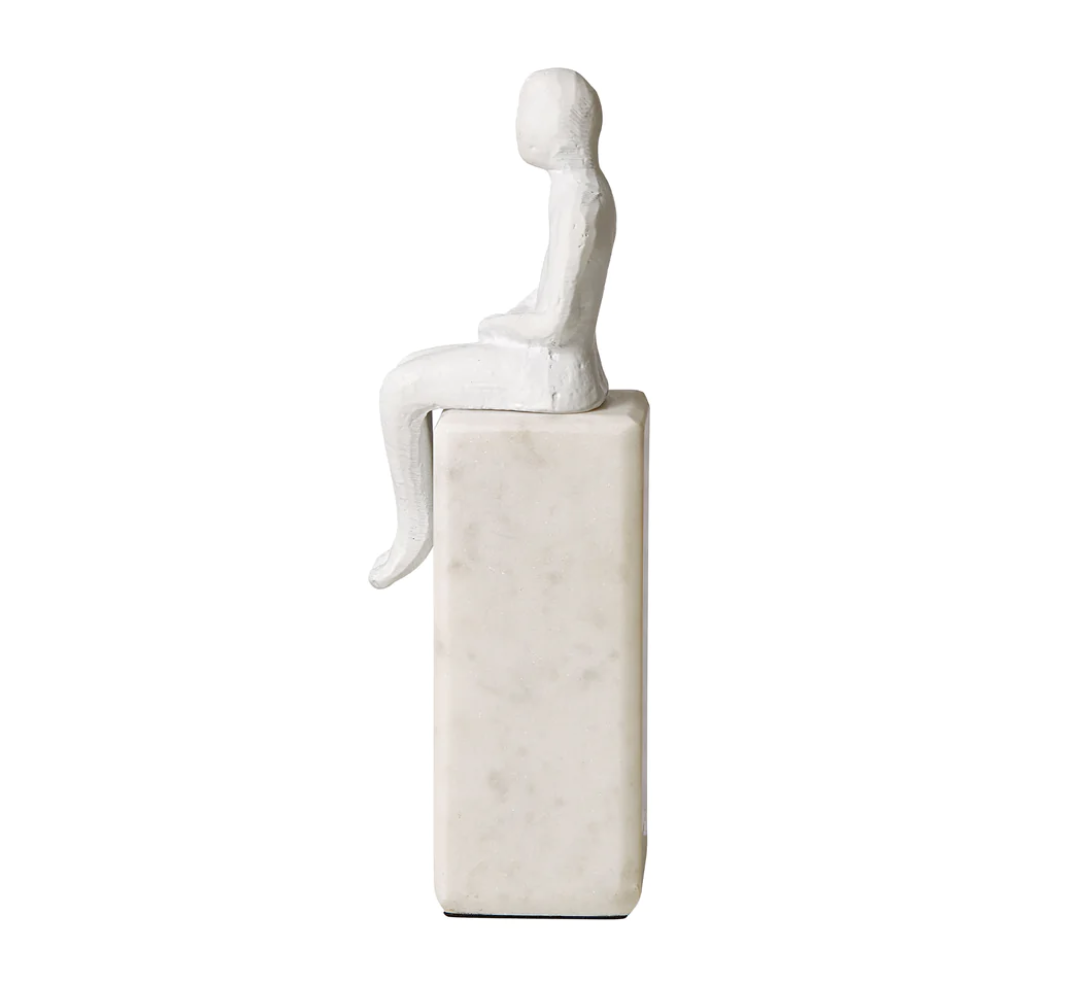 Banswara Sitting Man Bookend White