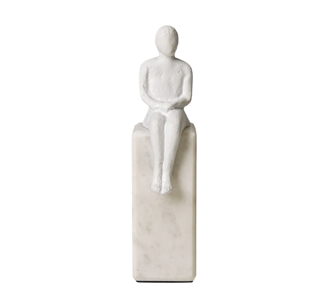 Banswara Sitting Man Bookend White