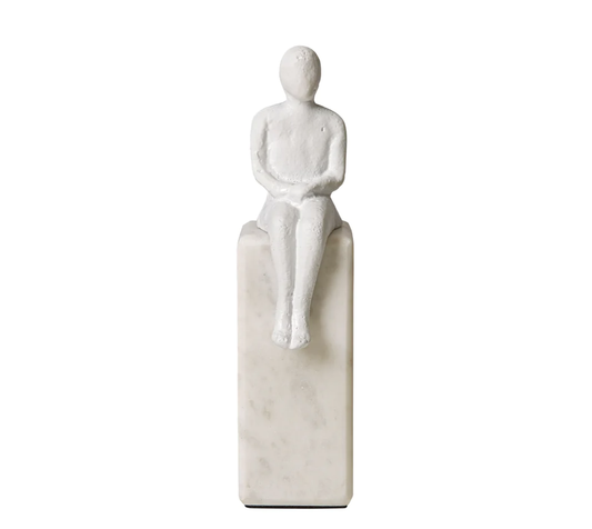 Banswara Sitting Man Bookend White