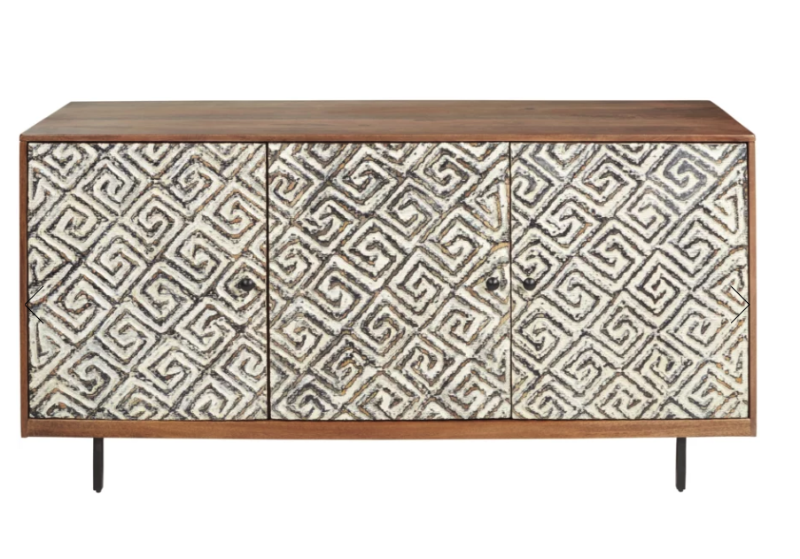 ACCENT CABINET WITH GREEK KEY DESIGN DOORS