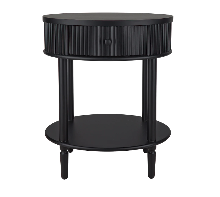 ARIELLE OVAL BEDSIDE TABLE - BLACK