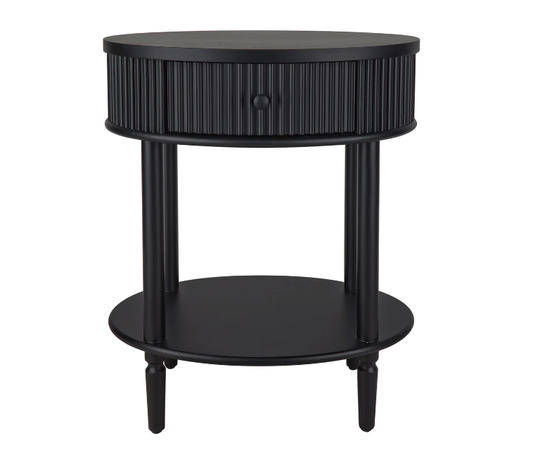 ARIELLE OVAL BEDSIDE TABLE - BLACK