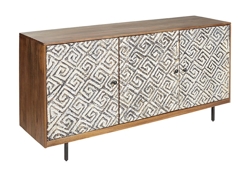 ACCENT CABINET WITH GREEK KEY DESIGN DOORS