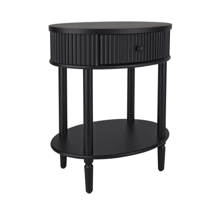 ARIELLE OVAL BEDSIDE TABLE - BLACK
